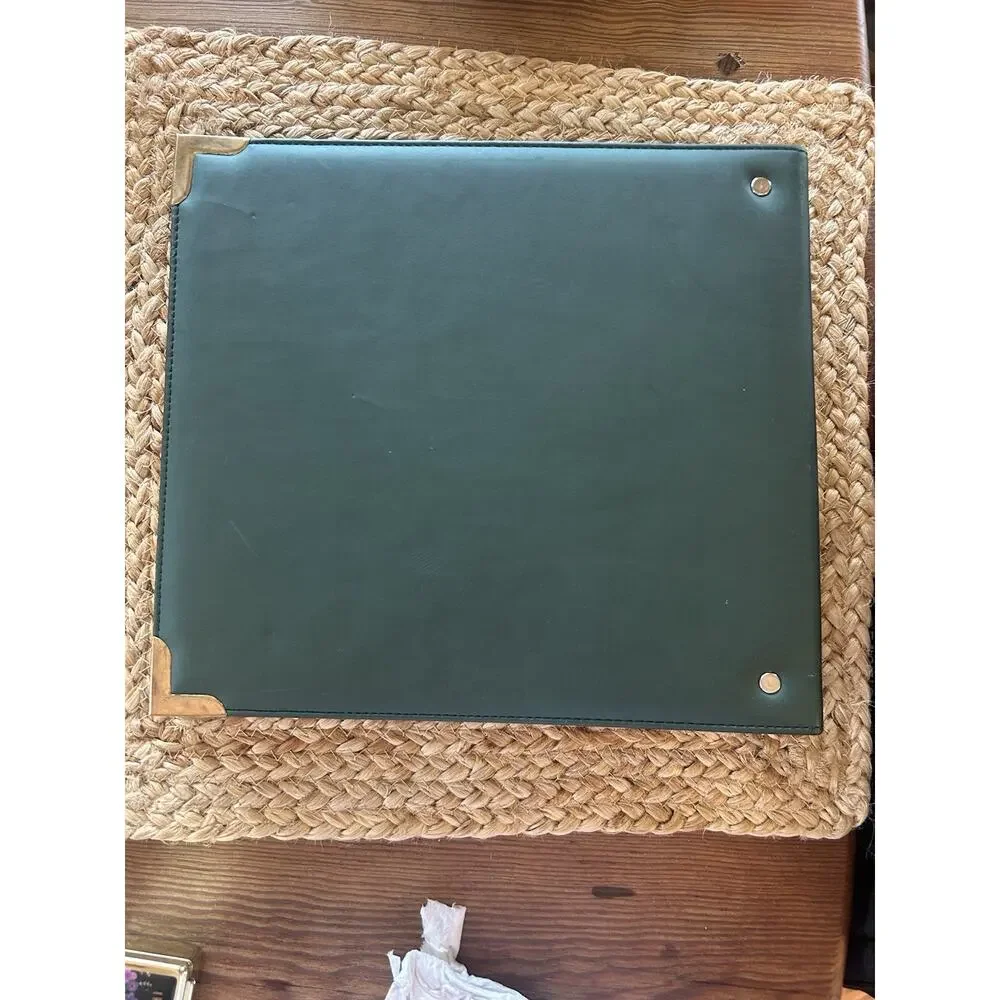 Vtg Golf Memories‎ Photo Album Golf Binder Green Faux Leather 30 Pages Brass